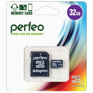 Флэш-карта (памяти) MicroSDHC 32Gb class10 Perfeo адаптер PF32GMCSH10A