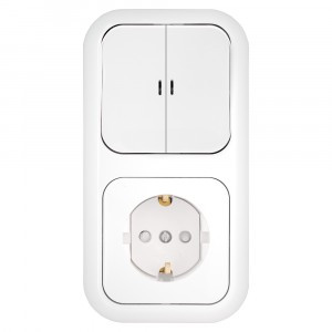 Bylectrica Гармония блок (роз.16А + 2 кл.выкл. 10А) СУ, бел. (инд. земл. шторк. корп. ABS) 2В-РЦ-683