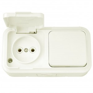 Bylectrica ПРАЛЕСКА АКВА Блок (1 выкл. + роз) ОУ IP54 беж., (В-РЦ-653 беж.)