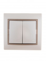 &quot;Lezard Мира выкл. СУ 2 кл. 10А перламутр с коричн. вставкой (корпус PC) 701-3031-101