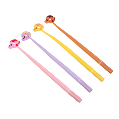 Ручка гелевая синяя, с гибким силиконовым корпусом "Котик - пончик", 4 цвета