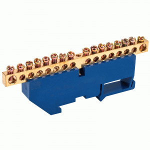 REXANT Шина N "Ноль" (нул.) 6x9мм 16 отв. 100A. инд.шк 11-2344