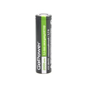 Аккумулятор Li-ion GoPower ICR18650 PC1 3.7V 2000mAh без защиты плос.конт. (1/80/160)
