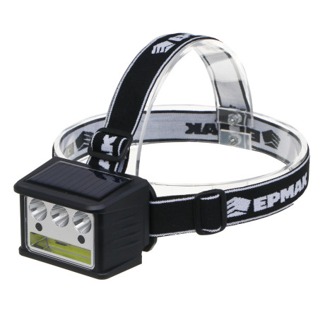 Фонарь налобный тм ЕРМАК,LED COB, 5 режимов,800мАч, Type-C, солн. батарея, красный свет, 78х55х56 мм