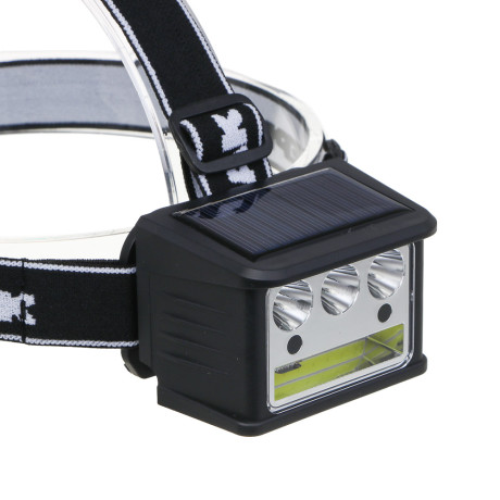 Фонарь налобный тм ЕРМАК,LED COB, 5 режимов,800мАч, Type-C, солн. батарея, красный свет, 78х55х56 мм