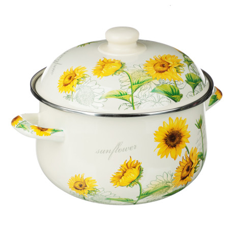 VETTA Подсолнухи Кастрюля эмалированная, 22см, 3,6л, индукция