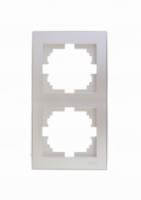 Lezard RAIN рамка 2 мест. верт. жемчужно-бел. металлик (PC) 703-3030-152