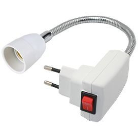 Ecola патрон-переходник вилка-патрон E14 гибкий 300мм с выключателем Белый APF4SWEAY (30!)