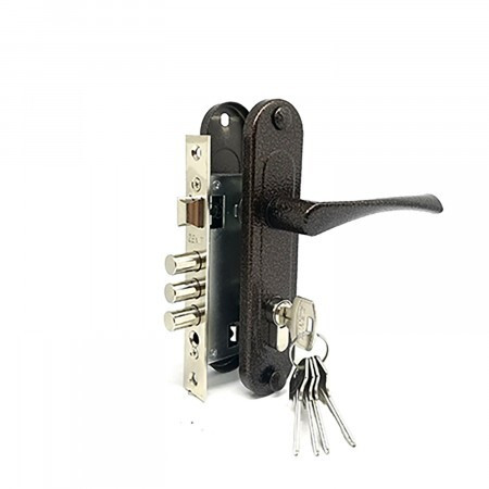 Замок врез ЗВ7-60.1 Зенит (медь, м/о-61,5мм, 5кл.) с ручками   \15