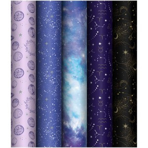 Упаковочная бумага глянц. 70*100см, MESHU "В глубинах космоса", 80г/м2,ассорти 5 дизайнов Арт.358117