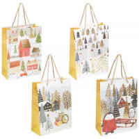Пакет подарочный "Новогодние забавы" размер М (12шт!) Волшебная страна