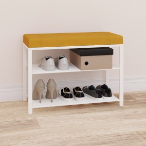 Банкетка Торонто 23S, каркас белый, сиденье горчичное, 67*30*49см, до 120кг БТ23СБГ под заказ ЗМИ