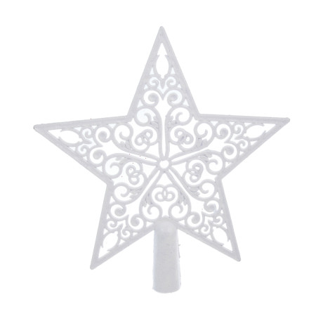 СНОУ БУМ Наконечник на елку “Звезда” 20.5x21.5 см, глиттер, белый, пластик