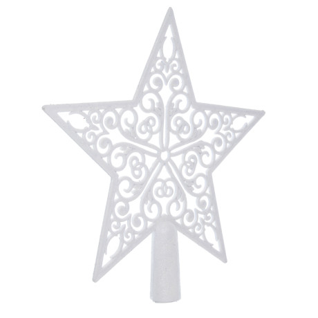 СНОУ БУМ Наконечник на елку “Звезда” 20.5x21.5 см, глиттер, белый, пластик