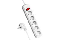 КОСМОС сет. удл.-фильтр ПВС 3х0.75 5роз. 5м 10А белый, земля, выкл.