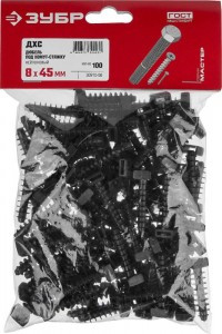 Дюбель ЗУБР под хомут-стяжку ДХС, 8 x 45 мм, 100 шт, нейлоновый