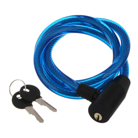 Замок велосипедный тм BY SPORT, противоугонный, тросовый, 1000х12мм, металл, ПВХ, пластик, 3 цвета