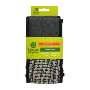 Мочалка хлопковая "Мозаика", 10*68см, лента с ручками 41469, Банные штучки