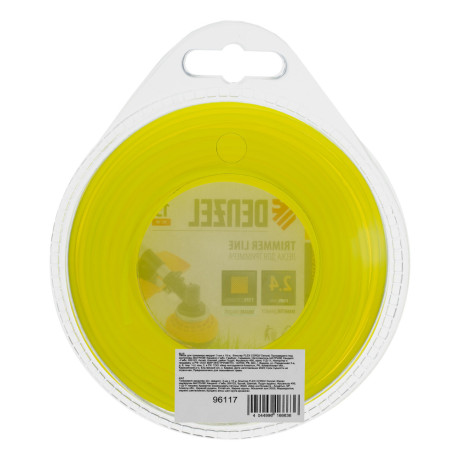 Леска для триммера, квадрат 2.4 мм х 15 м, блистер Flex cord Denzel