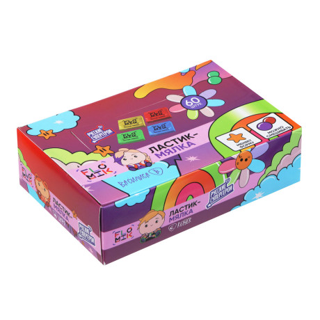 BY FLOMIK Ластик-мялка (меняет форму) 3,8х3,5х0,9см, квадратный, 4 цвета, ТПР, инд. штрихкод