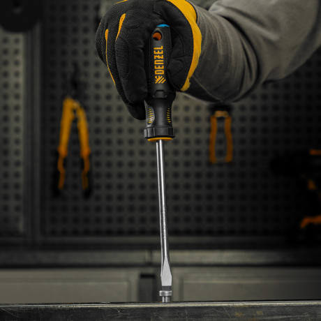 Отвертка SL8x150 мм, CrV, трехкомпонентная рукоятка Denzel