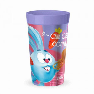 Стакан детский с декором 380мл "СМЕШАРИКИ" сиреневый 431336503 Бытпласт
