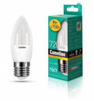 Camelion Свеча E27 8W(720lm 220°) 3000K 2K матов. 106x37 пластик LED8-C35/830/E27