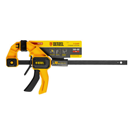 Струбцина F-образная, быстрозажимная, 300 х 80 мм, усиленный нейлоновый корпус Denzel