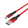 BY Кабель для зарядки Satiny Type-C, 1,5м, Быстрая зарядка 3А, QC, PD 20W, тканевый, красный