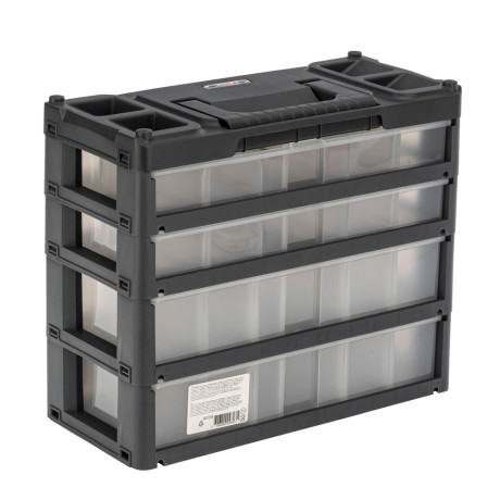 Органайзер для хранения с выдвижными лотками 310х150х260мм, 4 секции, пластик Stels