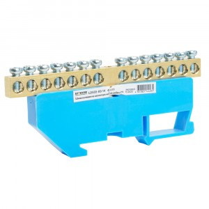 STEKKER шина нулевая "ноль" на DIN-изоляторе 6x9, 14 отв. 76А, синий, LD555-69-14 49535 87