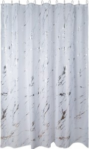 Штора для ванной 180x200см, полиэстер, Marble, белый, 551/Еврогарант