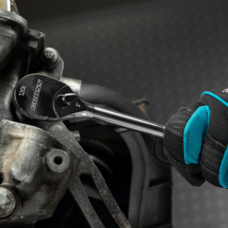 Ключ-трещотка 3/8", CrV, 120 зубьев, цельнометаллический, хром Gross