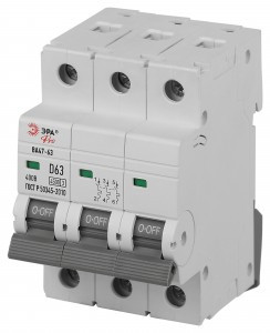 ЭРА PRO автоматический выкл. ВА47-63 3P 63А хар-ка D 4,5кА VA63-3P63D4.5 59483
