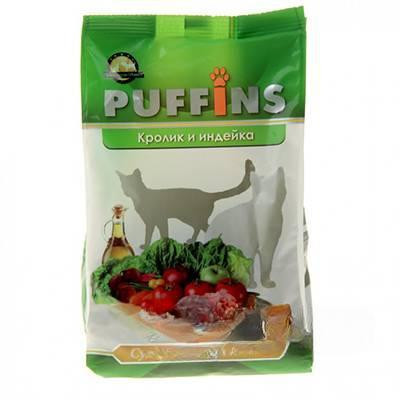 Пуффинс Корм сухой для кошек 400г Кролик и индейка x18