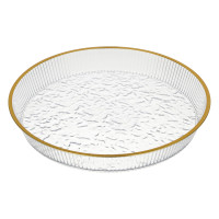 Поднос круглый с золотой каемкой 26,5x23,2x3,7см РЕТ