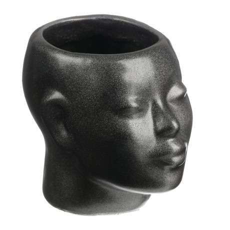 Кашпо цветочное Нефертити, 16x19см, гипс, мокрый асфальт