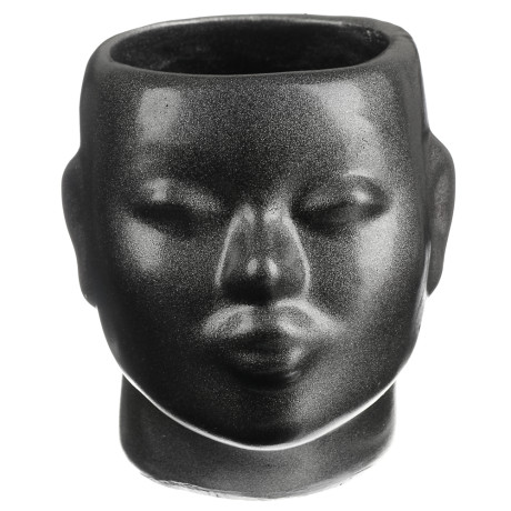 Кашпо цветочное Нефертити, 16x19см, гипс, мокрый асфальт