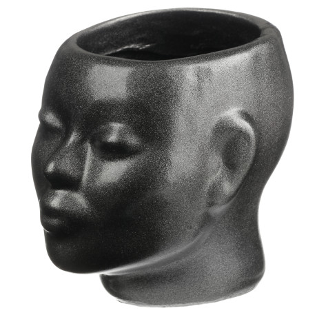 Кашпо цветочное Нефертити, 16x19см, гипс, мокрый асфальт