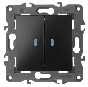 ЭРА 14 Elegance мех. выкл. СУ 2 кл. (инд.) 10А,250В, антрацит 14-1105-05 автоклеммы 3516