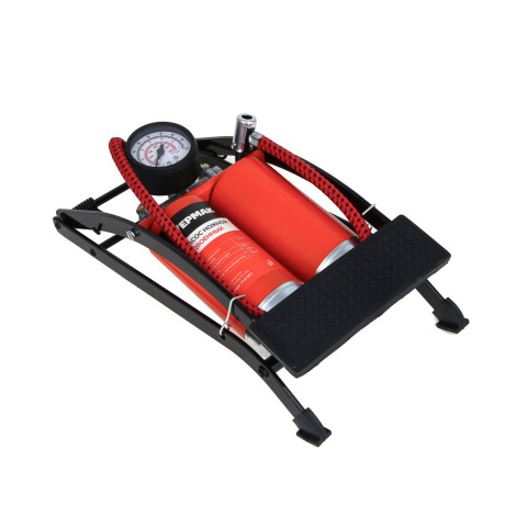 ЕРМАК Насос ножной, сдвоенный, манометр, 2x55x120мм, красный, Дабл