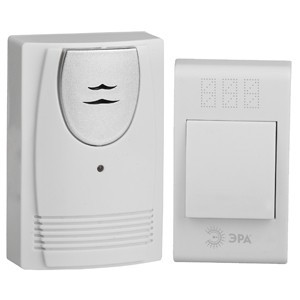 ЭРА C61 звонок беспроводной цифр. 100м, 32 мелодии, 2хАА/A23 с кнопкой IP20, индик., бел BL 5756