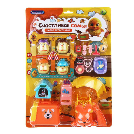ИГРОЛЕНД Набор аксессуаров для питомцев "Счастливая семья", цыплята, PP, ABS, 26,8х6,5х39,3 см