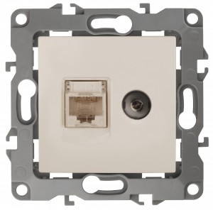 ЭРА 12 мех. роз. комп+TV, СУ RJ45+TV, слоновая кость, автоклеммы 12-3110-02 3109