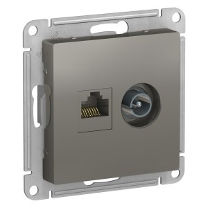 Systeme Electric AtlasDesign мех. роз. коннек TV+комп СУ 1 мест. сталь(RG6+RJ45 0,7dB)ATN000989(5!)