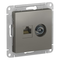 Systeme Electric AtlasDesign мех. роз. коннек TV+комп СУ 1 мест. сталь(RG6+RJ45 0,7dB)ATN000989(5!)