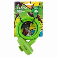 АВАНГАРД ВС-Т10 (1000 мм) ТЕХНО ЛАЙМ замок навесной с тросом (d=10мм) длина 1м (велосипедный)