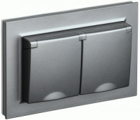 IEK BRITE роз. СУ 2 мест. (крыш.) 16А IP44 РСбш12-3-44-БрС сталь BR-R26-16-44-K46-F