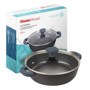 Сотейник литой алюминий с крышкой Шеф Андреа 2,5л(1,7мм),бакел.ручка,д/всех плит 75346 Master House