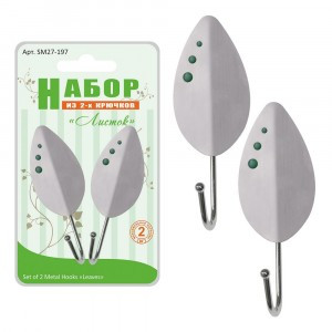 Крючки "Листок", набор 2шт/уп, цена за уп (кратность 6шт!!!), нерж.сталь, пластик SM27-197 Мультидом